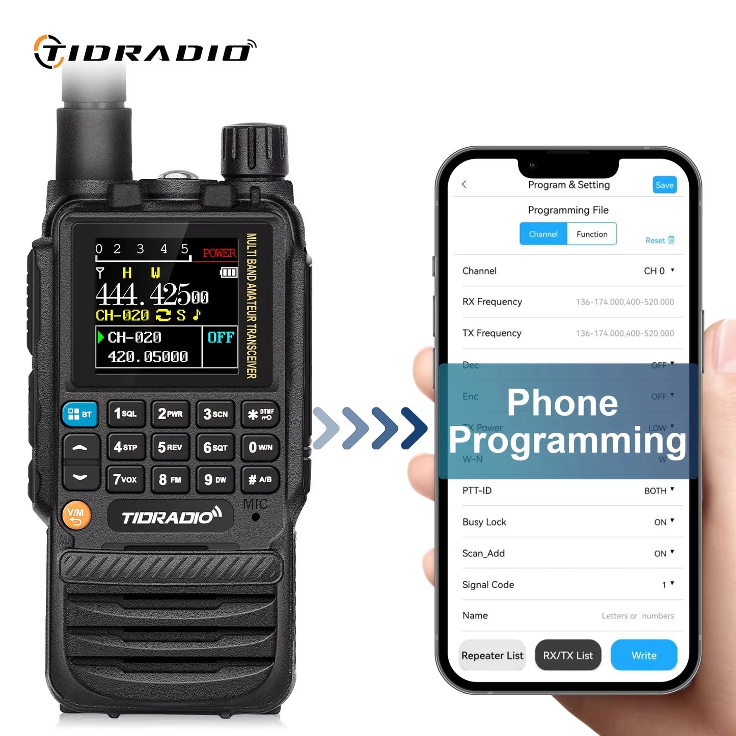 H3 Radios Walkie Talkie Long Range Phone APP Wireless Programming Air Band Tow Way Radio USB Type-C Programming &Charge