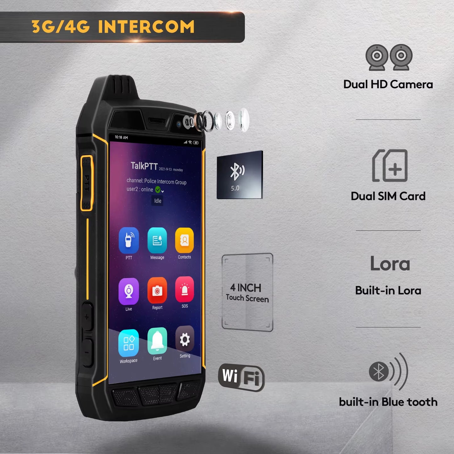 IP68 Waterproof Rugged Smartphone Two Way Radio Wireless Global GPS Zello Security 4G POC Radio Walkie Talkie