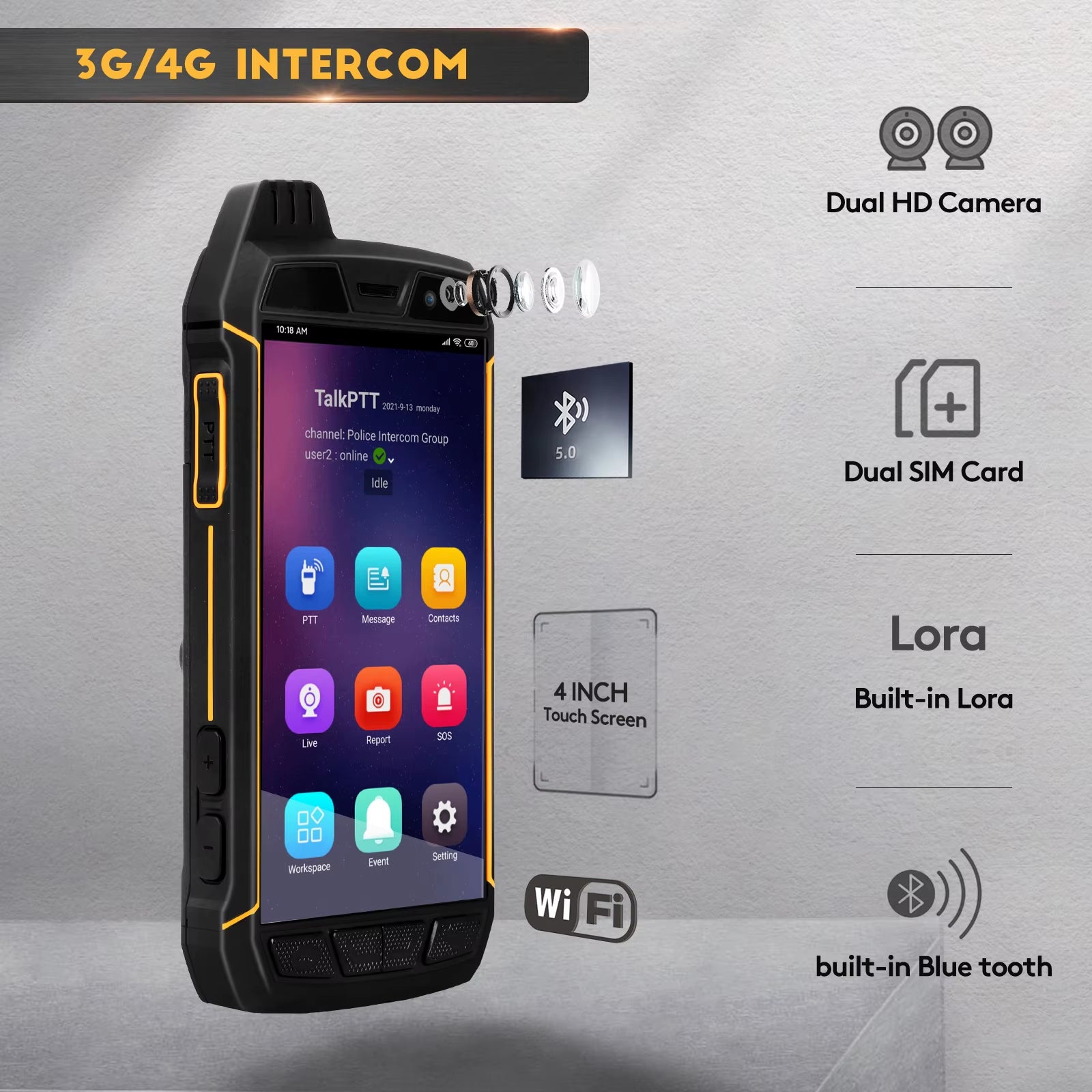 IP68 Waterproof Rugged Smartphone Two Way Radio Wireless Global GPS Zello Security 4G POC Radio Walkie Talkie