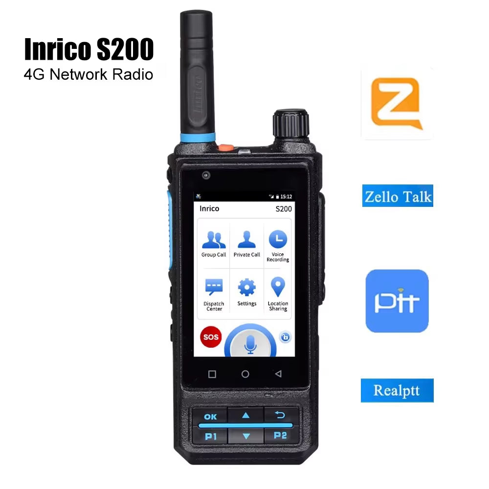 Inrico 4G Network Radio S200 Android 10 LTE/WCDMA/GSM Mobile Phone Work with Real-Ptt Zello Unlocked Walkie Talkie Global Call