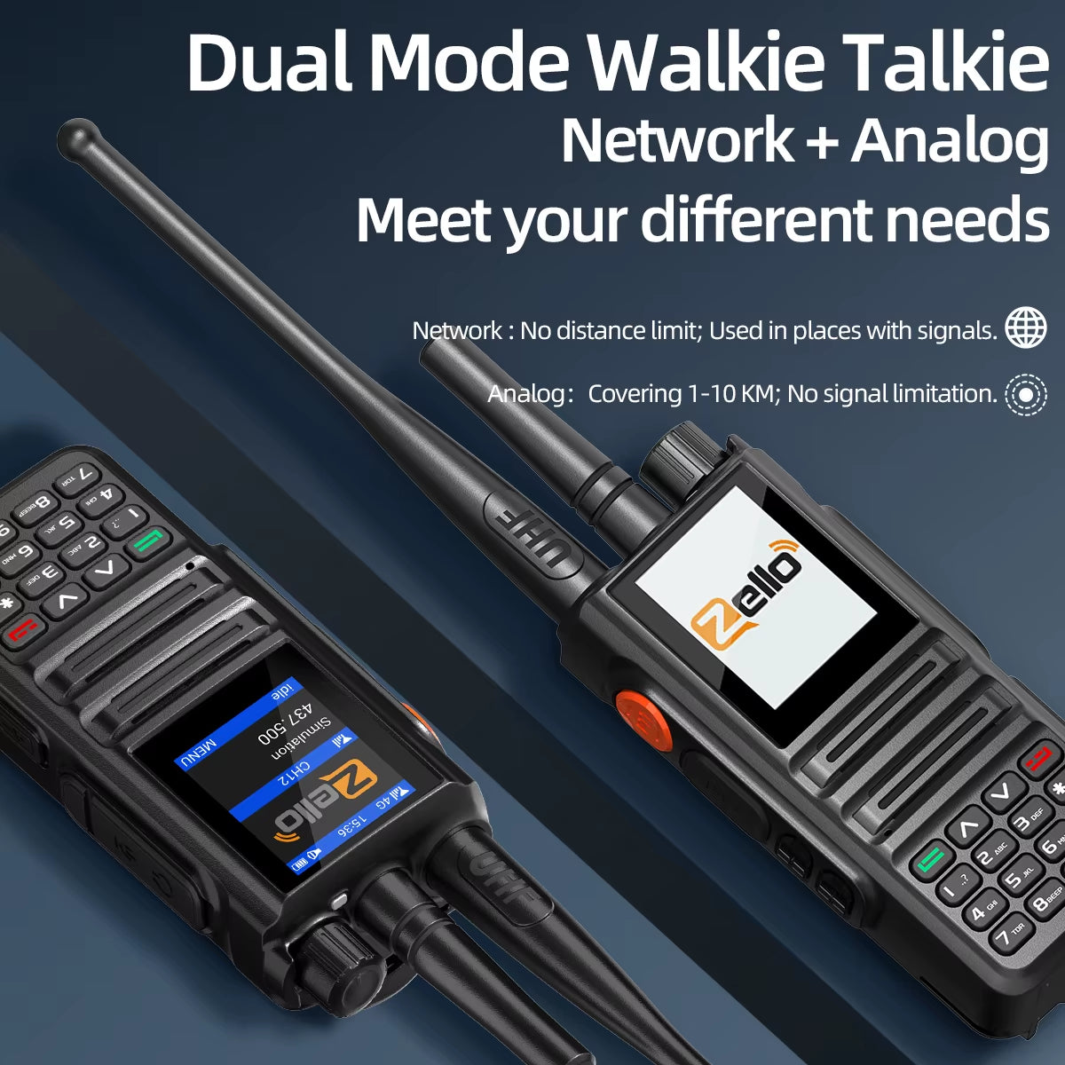 GP-889 Analog and Network Radio Walkie Talkie Global POC Zello UHF Bluetooth WIFI 2G 4G Sim Card Android Type-C Ham Radio