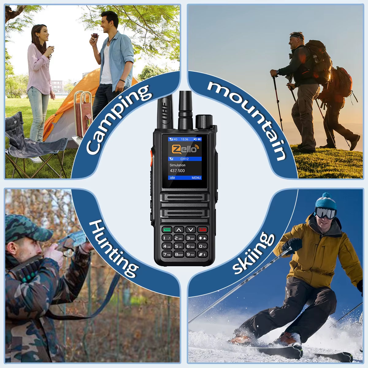 GP-889 Walkie Talkie Dual Mode POC Network Radio ZELLO Global UHF Bluetooth WIFI Android 2/3/4G Type-C Ham Radio Hunting