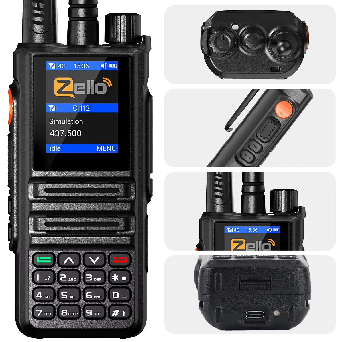 GP-889 Walkie Talkie Dual Mode POC Network Radio ZELLO Global UHF Bluetooth WIFI Android 2/3/4G Type-C Ham Radio Hunting
