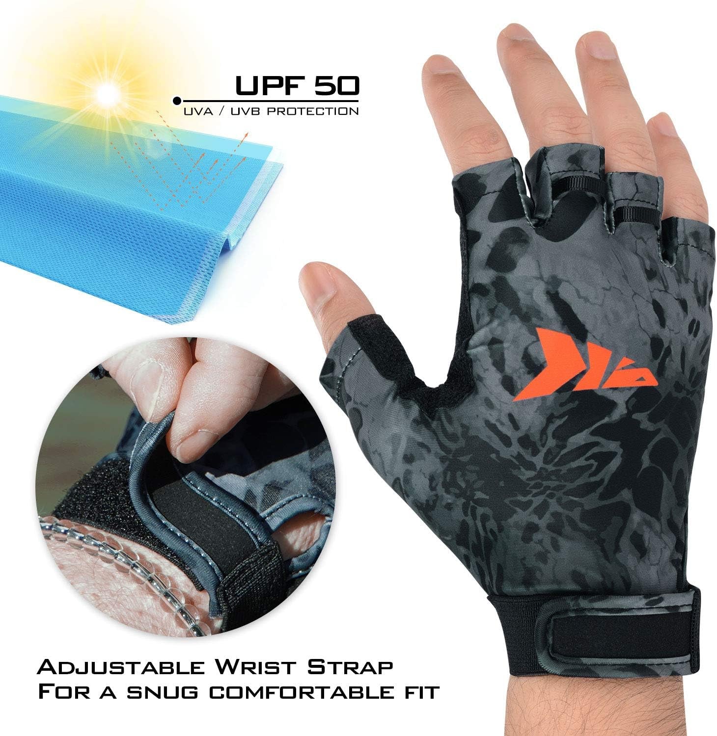 Gill Raker Gloves UPF50+ Fishing Gloves with UV Protection for Men or Women - Fishing, Outdoor, Kayaking, Rowing, Sailing, Canoeing, Hiking, Biking