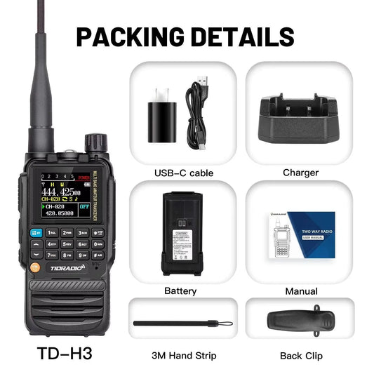 H3 Radios Walkie Talkie Long Range Phone APP Wireless Programming Air Band Tow Way Radio USB Type-C Programming &Charge