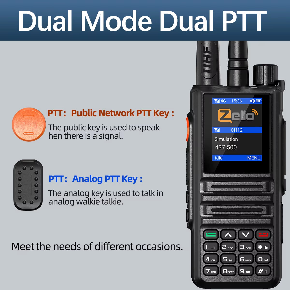 GP-889 Analog and Network Radio Walkie Talkie Zello Global POC UHF Bluetooth WIFI 2G 4G Sim Card Android Two Way Radio