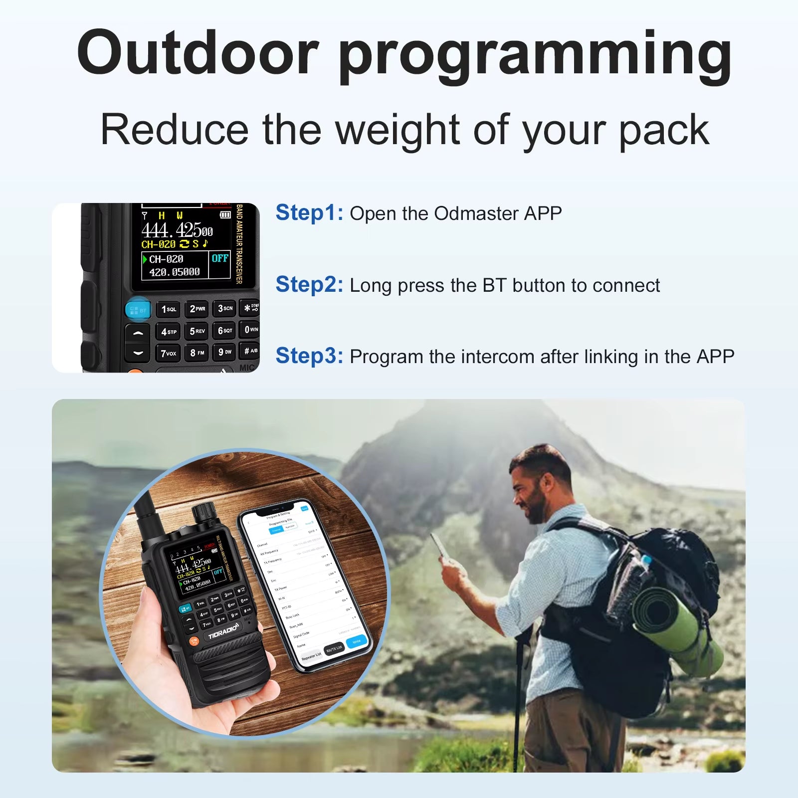 H3 Radios Walkie Talkie Long Range Phone APP Wireless Programming Air Band Tow Way Radio USB Type-C Programming &Charge